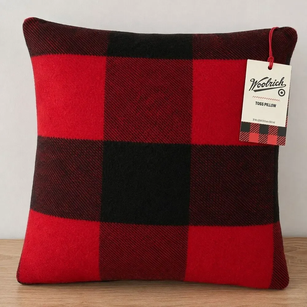 Woolrich Throw Pillow 20x20 Buffalo Plaid Red/Black Polyester Zipper